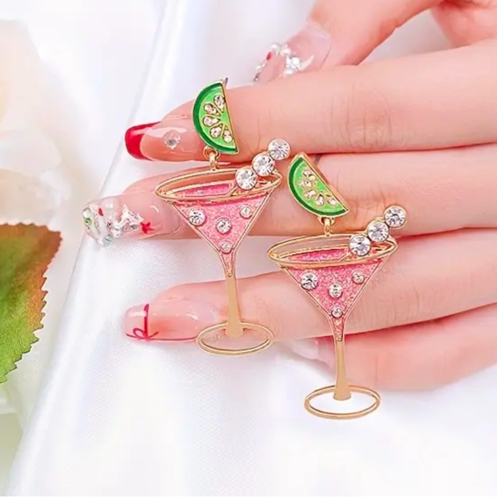 Cocktail Glass Earrings-NWT - Picture 3 of 4